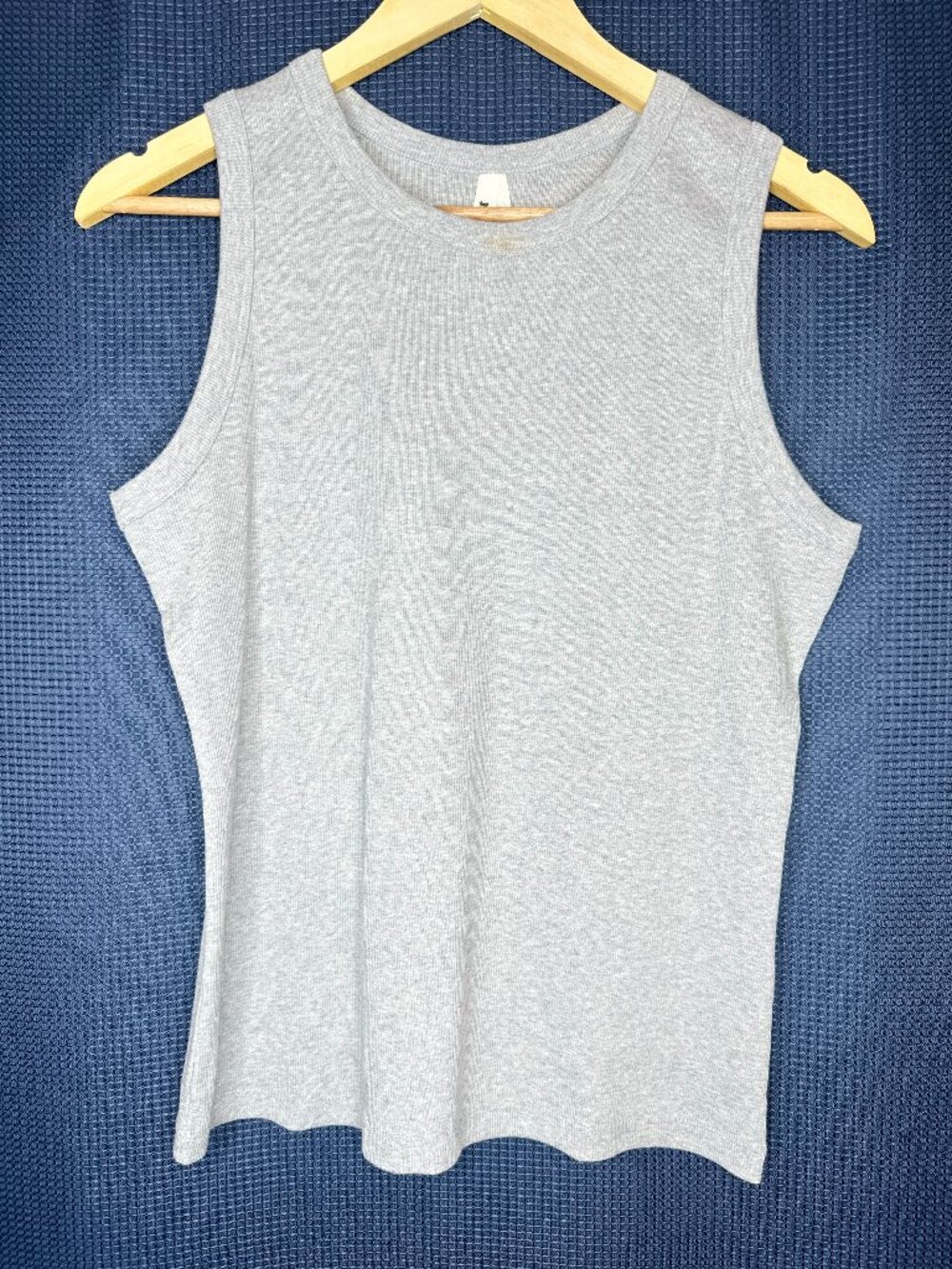 NWOT Pact Gray Perfect Rib Tank Top, LARGE Capsule Elevated Basic Sustainable